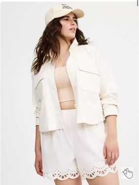 Torrid Size 1- Cream Utility Shirt Jacket - Women's Lightweight Overshirt